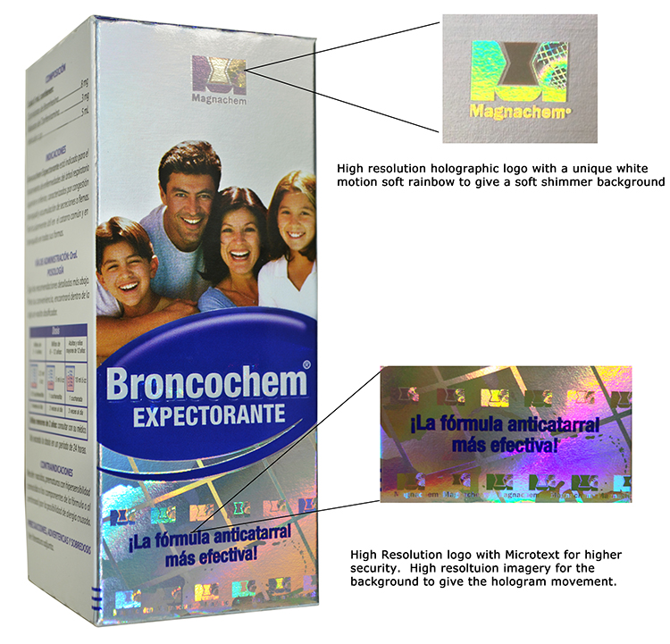 Broncochem holographic packaging