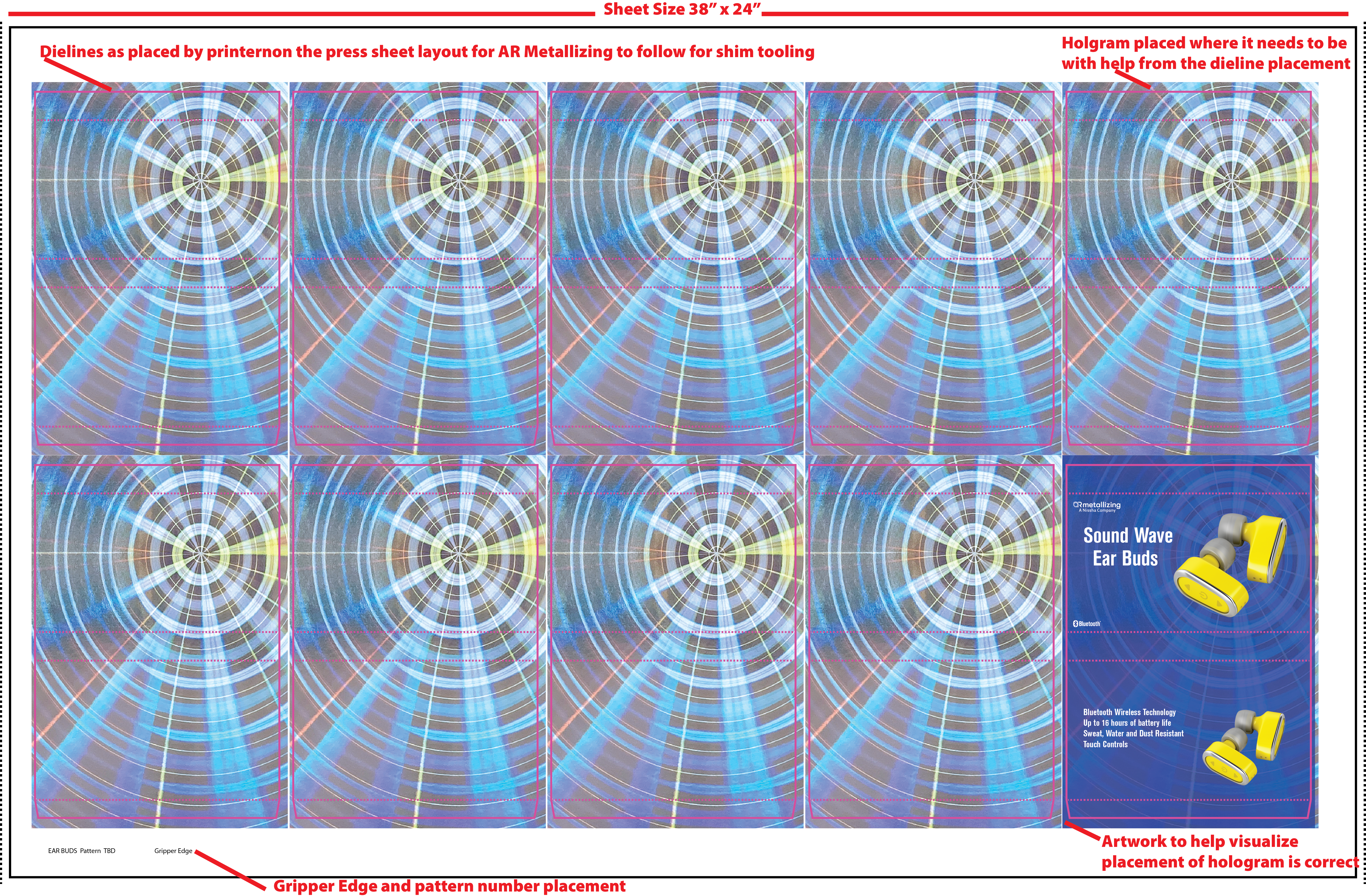 Example of a semi-custom hologram set up for print to register print job.